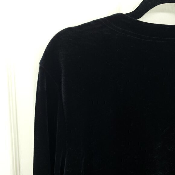 VTG 90s Harve Benard Button Front Velvet Tunic/Mini Dress L Black - Picture 7 of 16